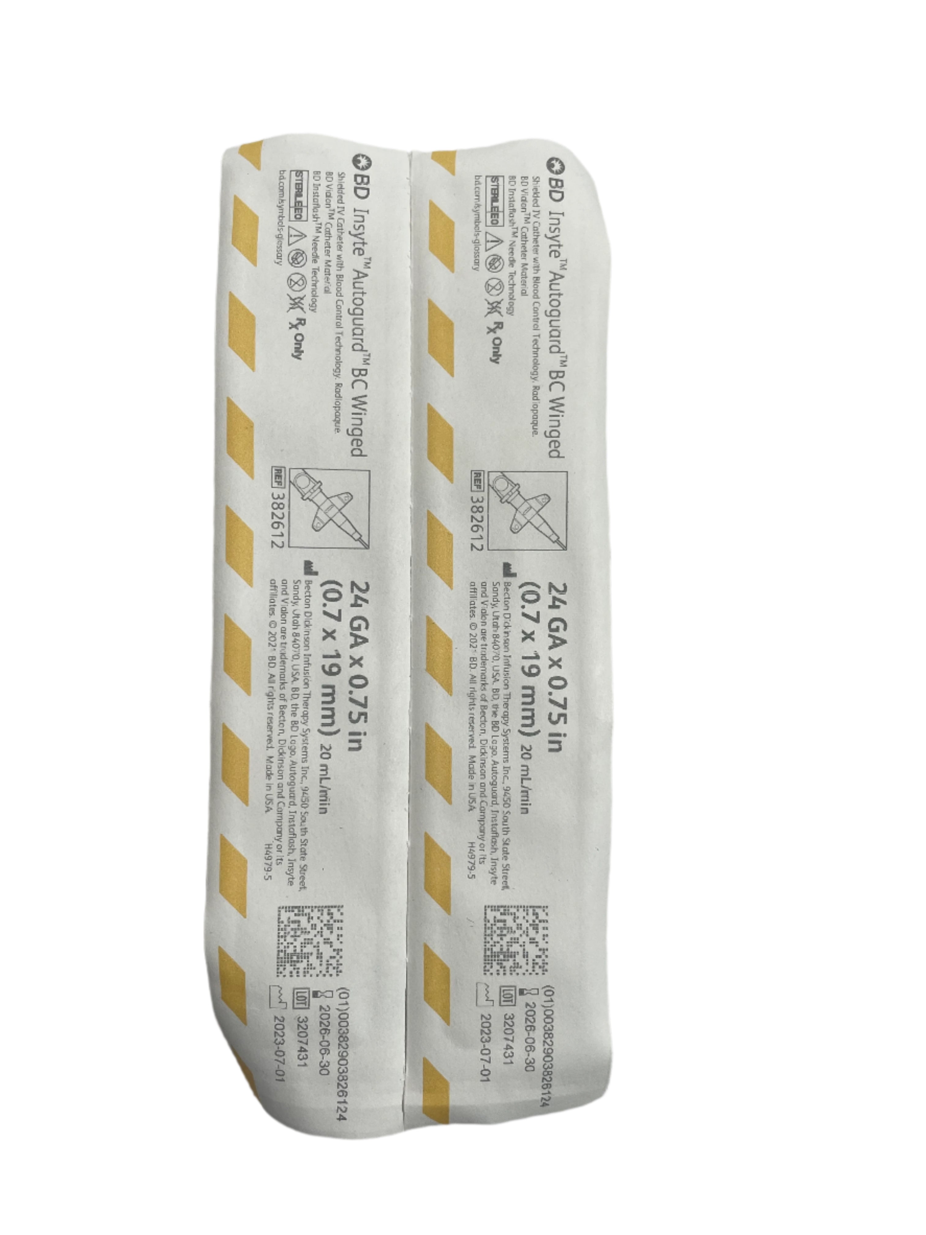 BD Insyte Autoguard BC Shielded IV Catheter | 24G x 0.75” Yellow |Box of 22 | In Date