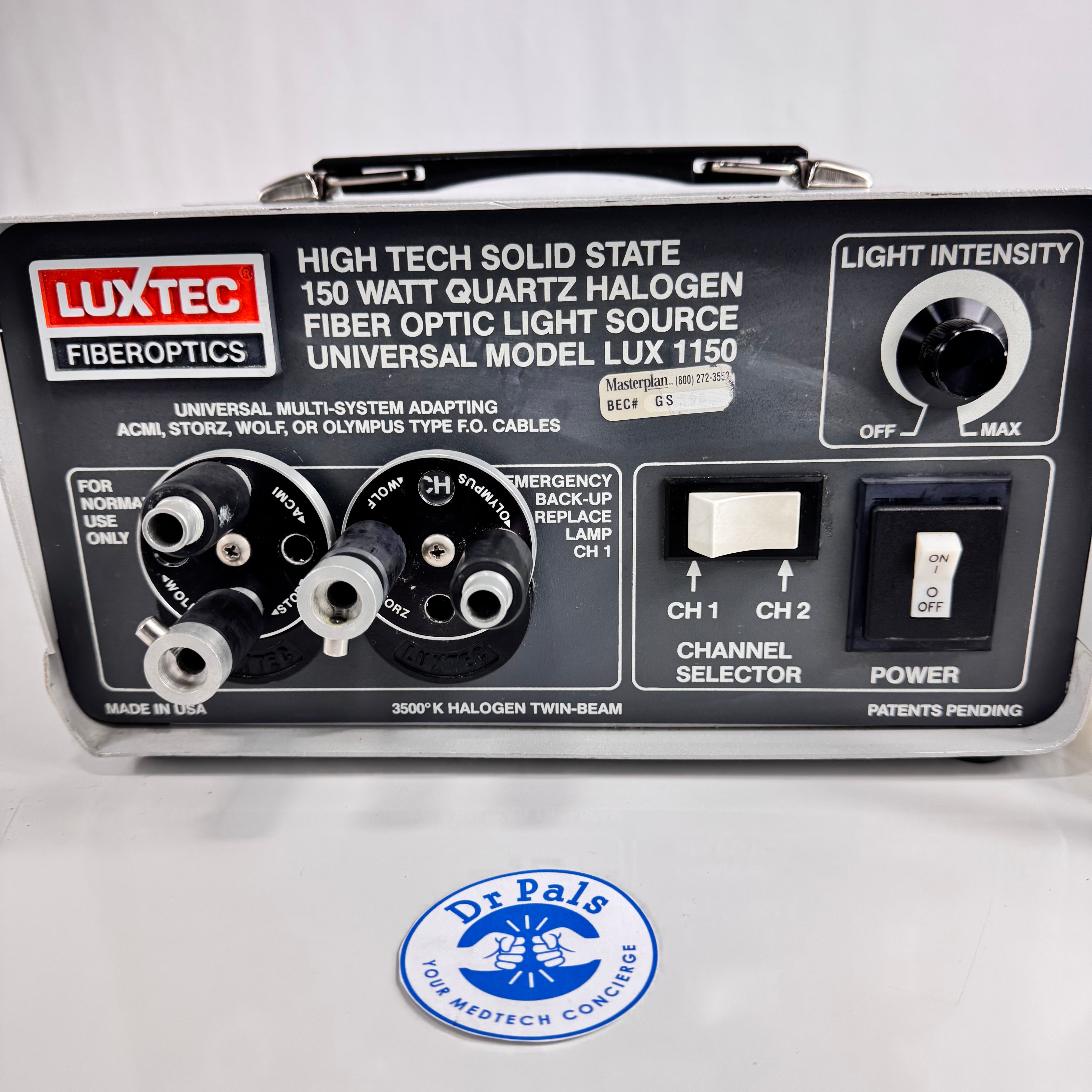 LuxTec Fiberoptics 001300T | Dual Channel 150W Halogen Fiberoptic Light Source for Parts