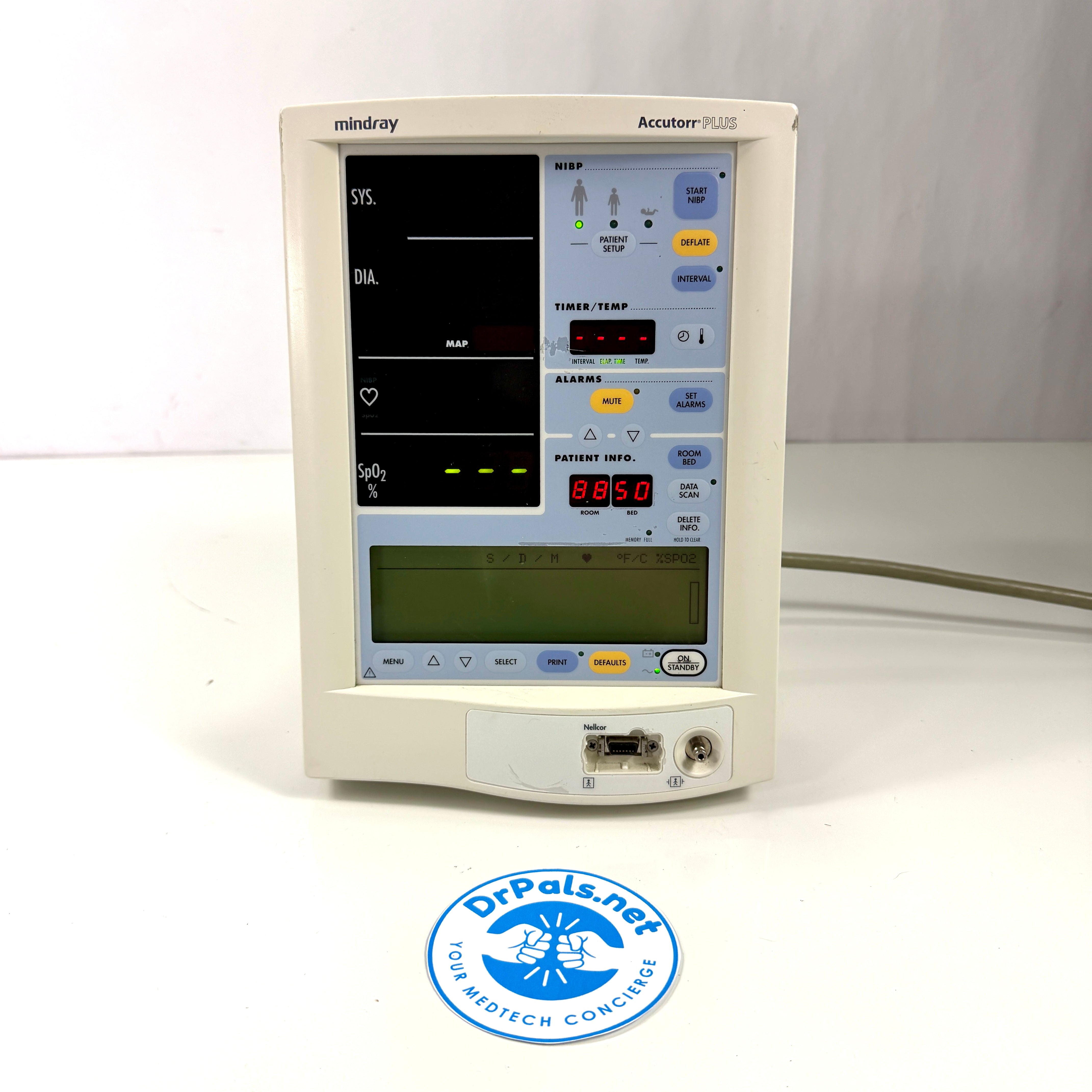 Mindray Datascope Accutorr Plus Patient Monitor - NIBP and SpO2 (Nellcor or Masimo)