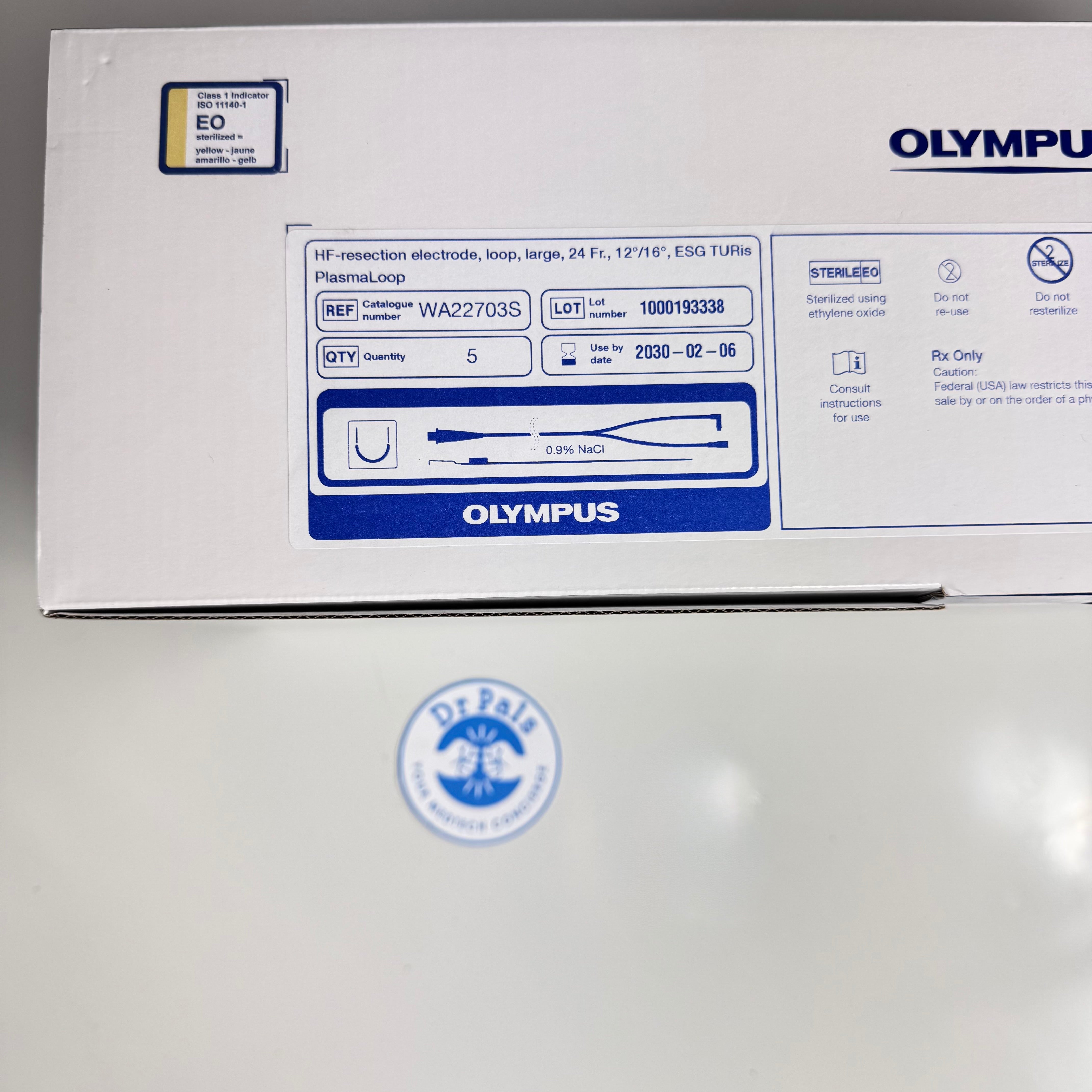 Olympus WA22703S | HF-Resection electrode, Loop, Large, (24Fr., 12degrees/16Degrees) ESG TURis Plasmaloop, Sterile, box of 5