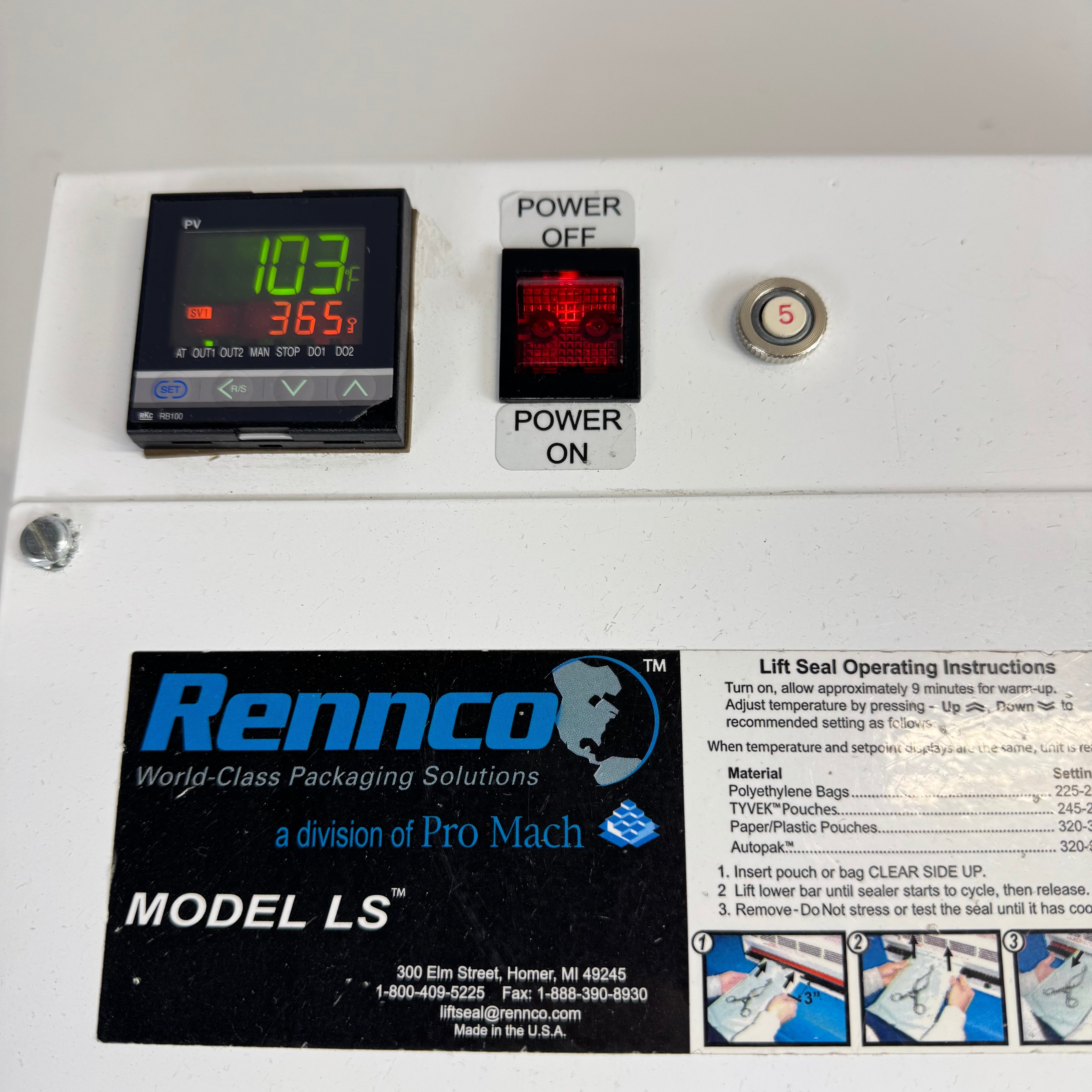 Rennco LS18-D | Lift Seal Heat Sealer